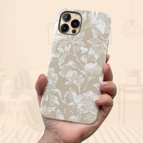 Custom Initials French Toile De Jouy iPhone Case V3